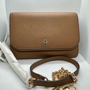 Tory Burch Brown Crossbody Bag with Gold Chain